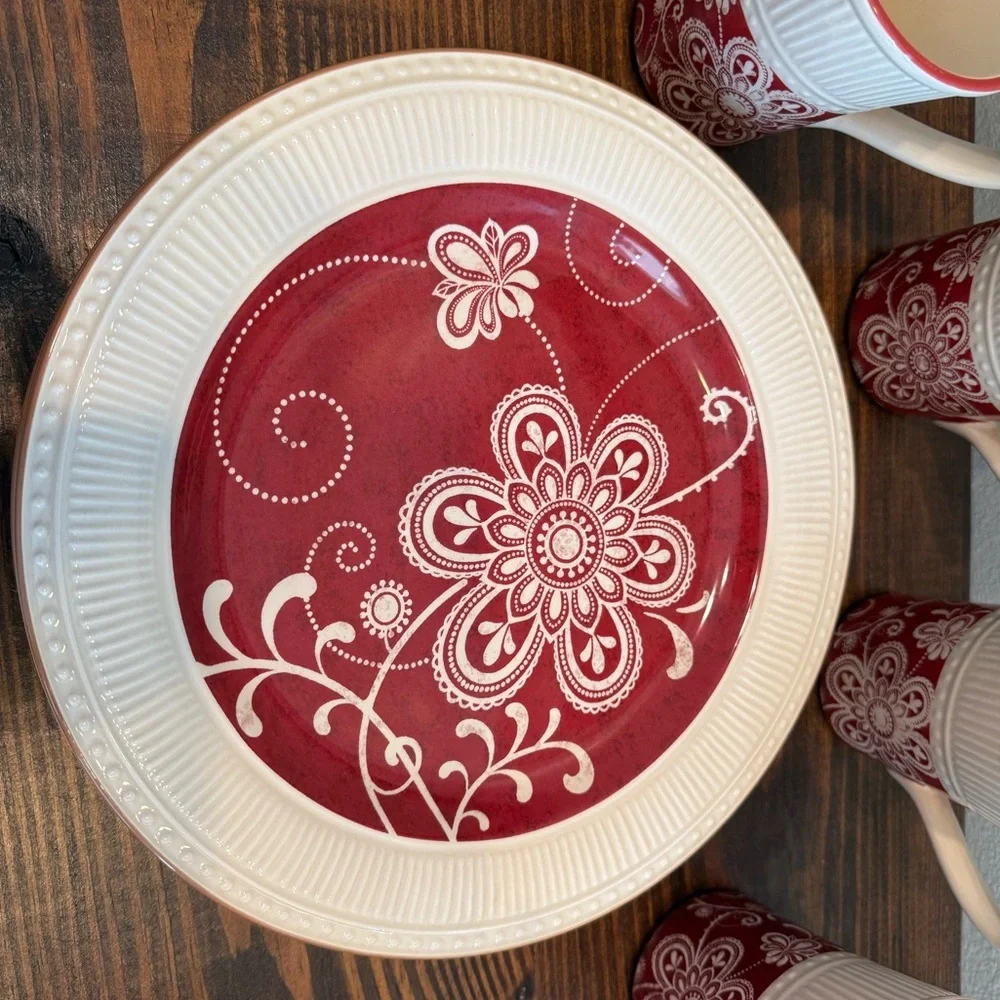 PIER 1 MARIBETH IRONSTONE Dinner Plate 11” Retired Excellent Condition Set Of 4
